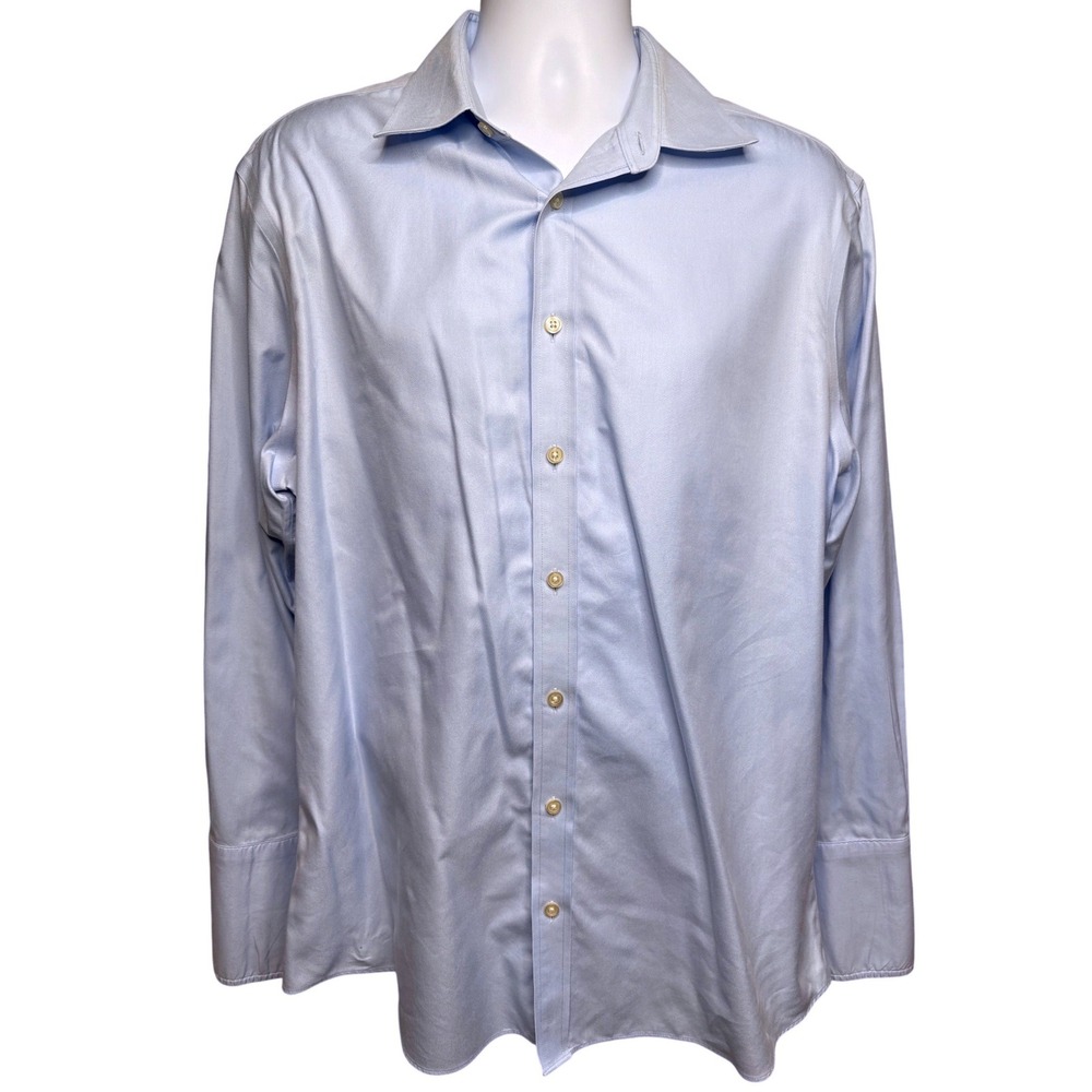 CHARLES TYRWHITT Mens Blue Dress Shirt 17/34 French Cuff Slim Fit Office Luxury